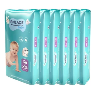 Fralda Descartável Enlace Baby Mega Tamanho XG - 6 Pacotes com 36 Fraldas - Total 216 Tiras em Oferta na Shopee