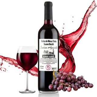 Vinho Cantina Agrícola Bordô Suave 750 ml Docinho Uvas Serra Nacional Custo Benefício
