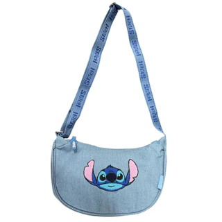Bolsa Meia Lua Juvenil Stitch Efeito Jeans Disney Infantil em Oferta na Shopee