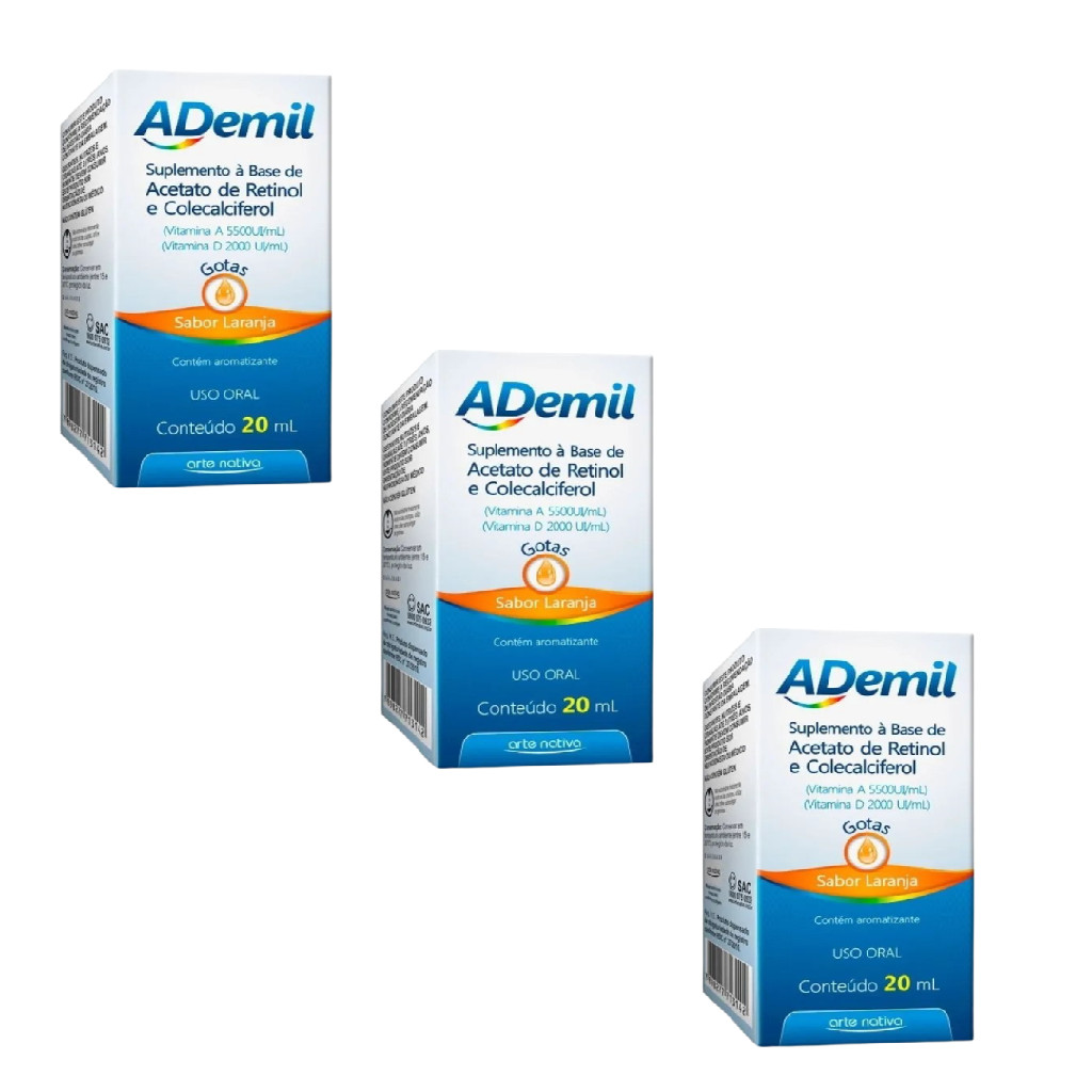 Ademil Vitamina AeD 20ML Sabor Laranja Arte Nativa-Kit 3 und | Shopee ...