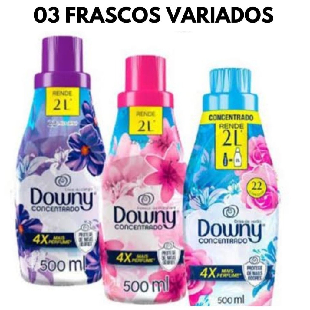 Combo 3 Amaciante de Roupas Downy 500ml Fragancias Sortidas | Shopee Brasil