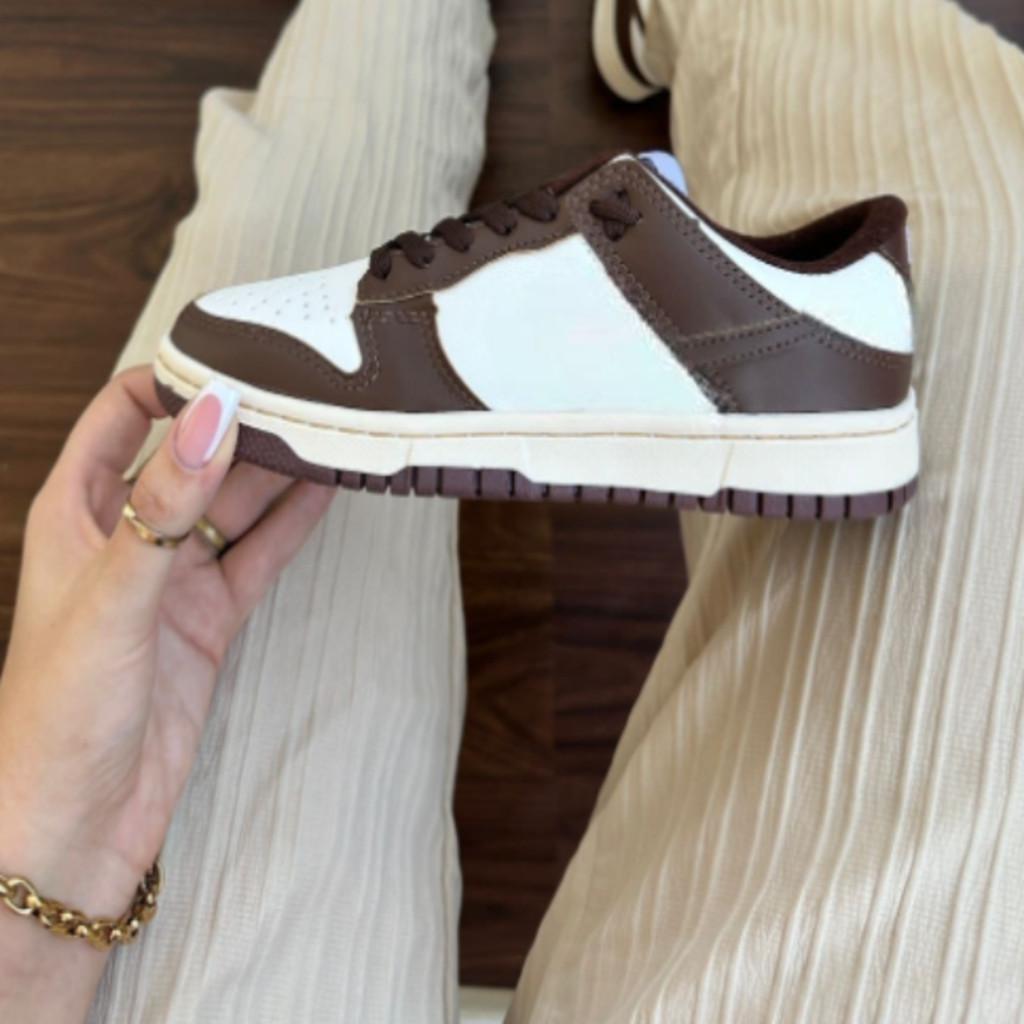Novo modelo de tênis de basquete Feminino e Masculino cor tendência Marrom e Branco - ESTOQUE NOVO
