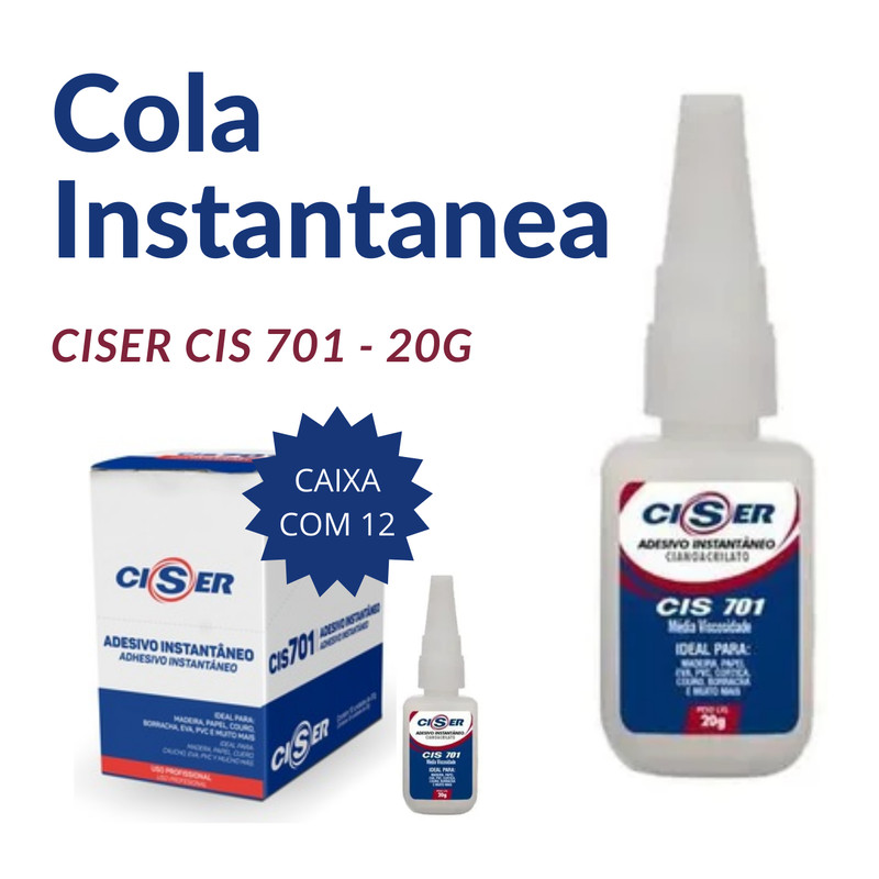 Kit 12 - Cola Adesivo Instantâneo Ciser Cis 701 20g | Shopee Brasil