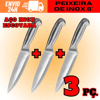 Faca Peixeira 100% Inox Escovado Com Cabo Maciço Sem Solda Envio Rápido