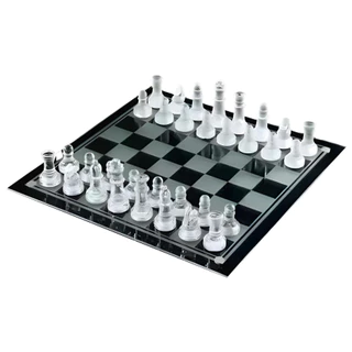 Jogo De Xadrez Tabuleiro Com 32 Peças De Vidro 25cm