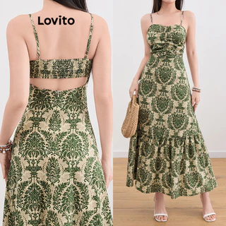 Lovito Boho Paisley Ruffle Hem Vestido franzido para mulheres L109MD122