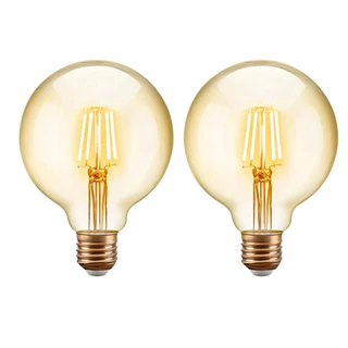 2 Lâmpadas Filamento de Led Retrô G95 4w 127v 220v Vintage 2400K Amarelo Âmbar