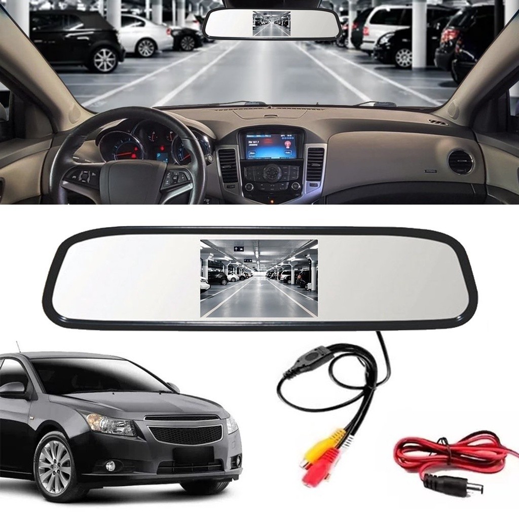 Retrovisor Automotivo Visor Espelho Tela Lcd 4,3 Veicular retrovisor ...