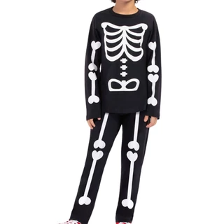 Pijama Esqueleto Infantil Menino Veggi Manga Longa Calça Algodao Inverno Criança Estampa Brilha no Escuro Corpo Humano em Oferta na Shopee