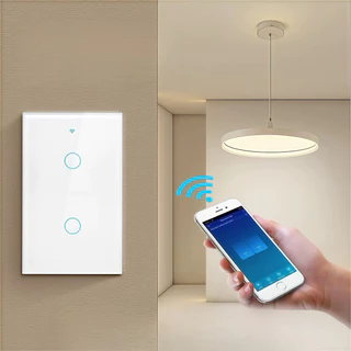 Tuya Smart Wi-Fi Switch 2 botões touch, celular, Alexa ou Google Home
