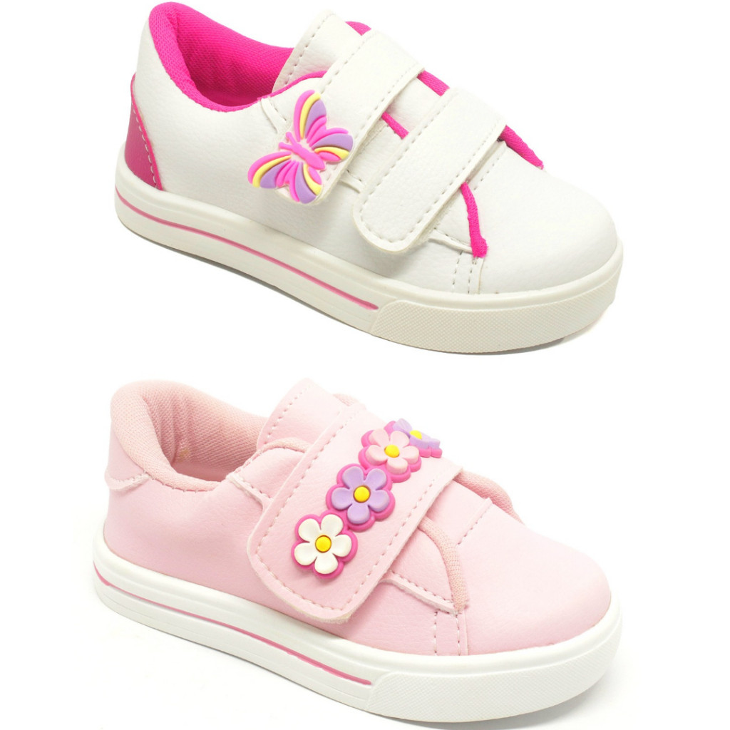 kit 2 Tênis Menina Infantil Delicado Estiloso Confortável escolar ...