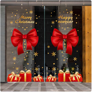 1pcs adesivos de parede de decoração de Natal, adesivos estáticos sem cola, adesivos de decoração de vidro de Papai Noel
