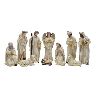 Presépio de Natal New Marfim de Resina 13cm 11 peças