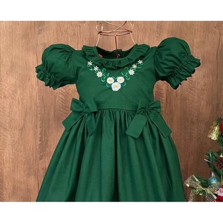 Vestido Luxo Natal Verde 1 ao 6 anos