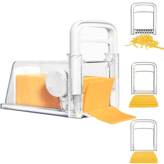 Cortador Ralador Fatiador Queijo Presunto Mortadela Pote Hermetico 4 EM 1 Lamina Inox Resistente Preparo Sanduiche