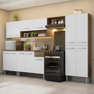 Armário de Cozinha Completa 293cm Emilly Madesa 01 em Oferta na Shopee