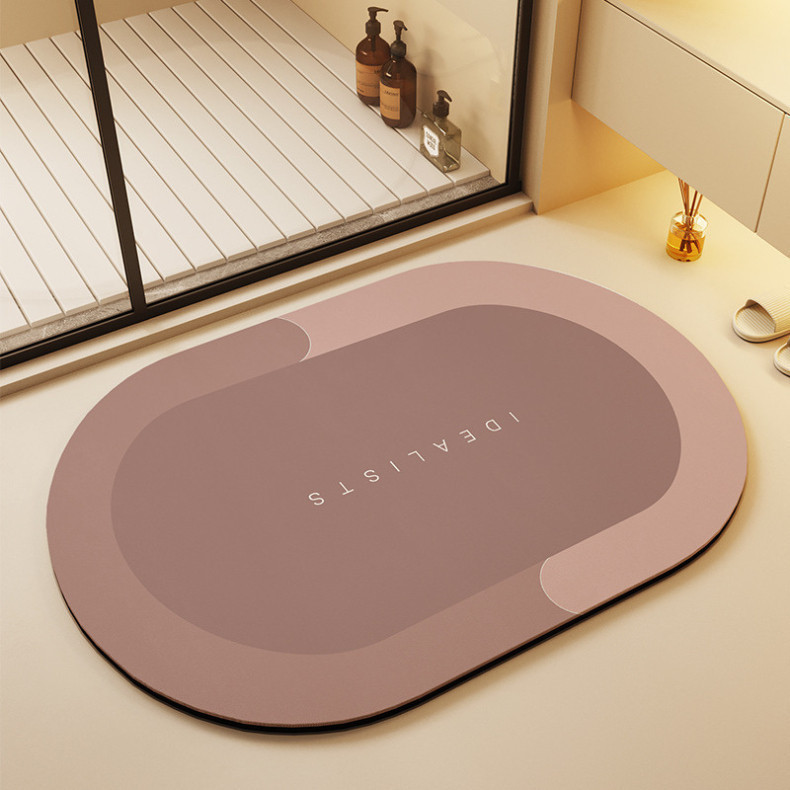 Kit 2 Tapetes De Secagem Rápida Em Microfibra Antiderrapante De Banheiro / Porta De Entrada