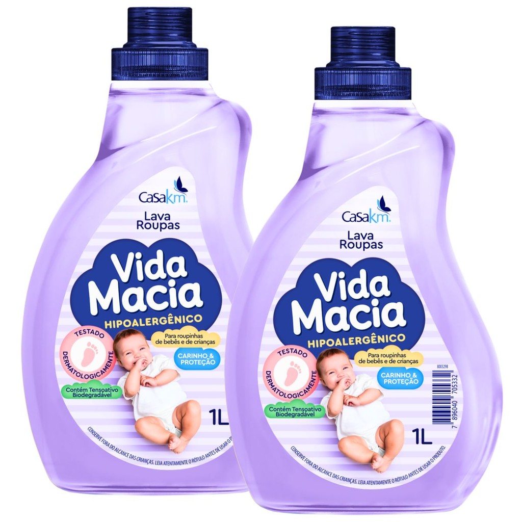 Kit 2 Vida Macia Sabão Liquido Lava Roupas Bebê 1 Litro | Shopee Brasil