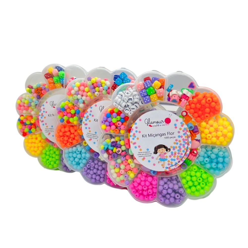 Kit 1000 Miçangas Para Pulseiras Infantil Coloridas Bijuteria Colares ...