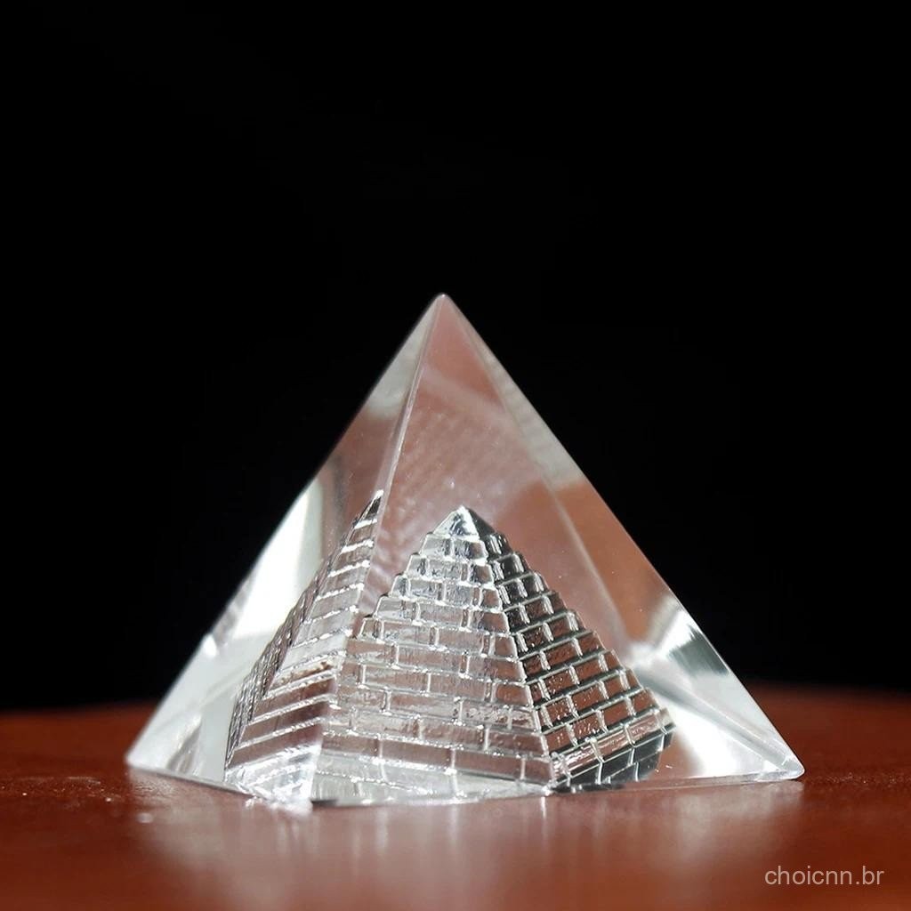 Piramide Di Cristallo Trasparente Con Supporto - Ornamento Feng Shhi Per Energia Positiva E Decorazione (80 Mm) - 5