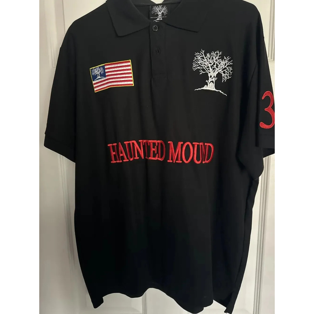 Camisa Polo Assombrada Mound América Retro Rua Hip Hop De Manga
