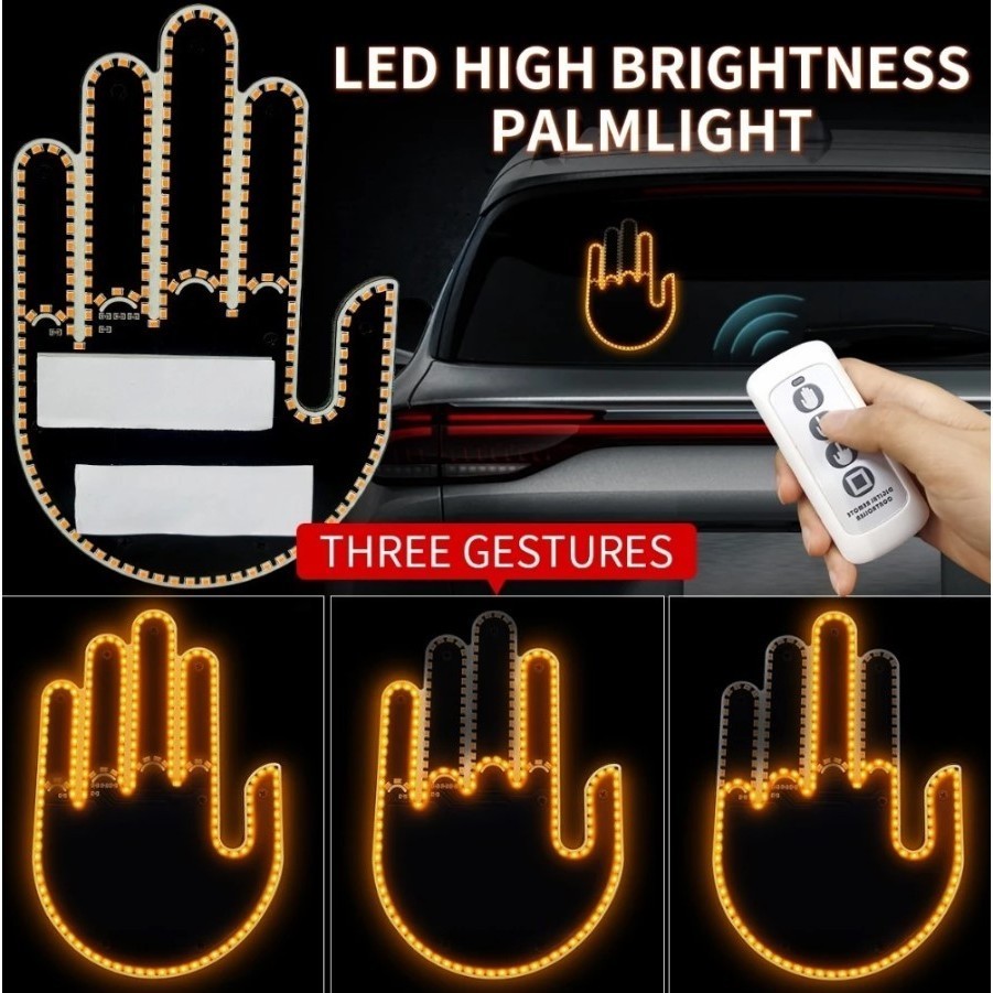 Luz De Gesto Para Carros Led Indicadora Iluminada Dedo Com Sinais Remotos De Raiva De Estrada Médio Lâmpada De Mão Led