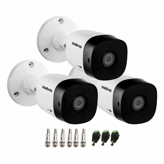 Kit 3 Câmeras Intelbras VHD 1230 B Full HD 1080p Bullet Visão Noturna de 30 metros IP67 + Conectores
