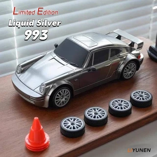 Edição Limitada Prata Líquida 4WD RC Drift 993 Carro Meio Acelerador Proporcional Controle Remoto Porsche GTR Corpo Larg