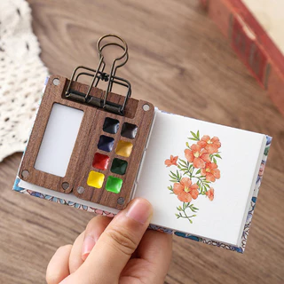 Mini Paleta De Aquarela Portátil De 8 Grades De 0.5 Ml , Caixa De Madeira , Estojo De Pintura De Viagem , Para Desenho ,