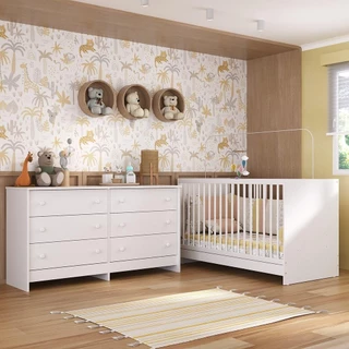 Berço 3 em 1 para Colchão 130 x 60 cm com Cômoda Framboesa Multimóveis MP4295 em Oferta na Shopee