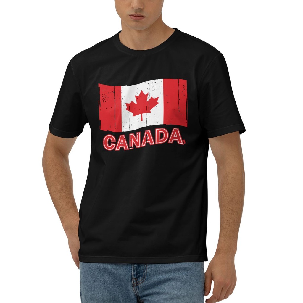 Em Estoque Camiseta Engraçada De Algodão Com Bandeira Do Canadá 