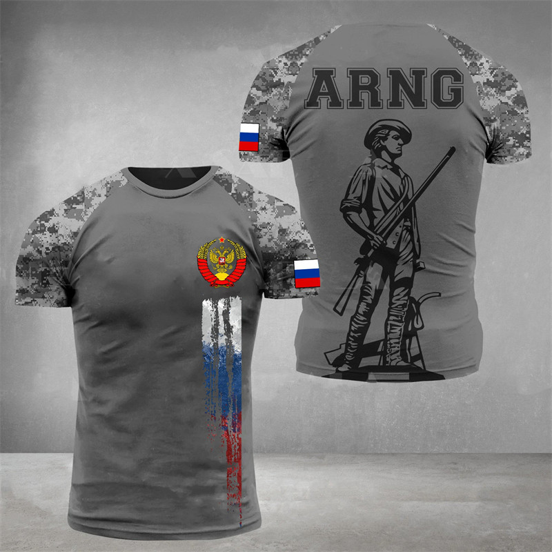 Vintage Bandeira Russa 3D Impresso T Camisa Para Homens Verão Rússia Veterano Streetwear Camiseta Moda Militar Dos Overs