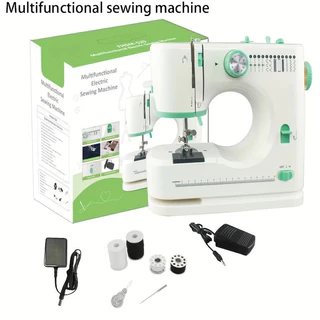 Máquina de Costura Doméstica Verde para Iniciantes, 520 Portátil, Agulha Dupla e Rosca, 16 Tipos de Pontos
