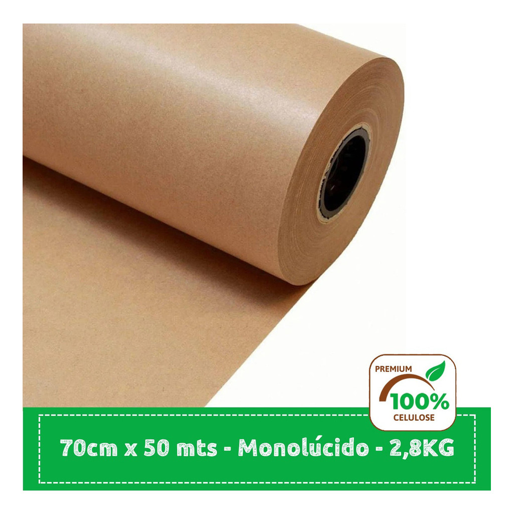 Papel Pardo Kraft Puro 80g Com 70cm De Largura X 50 Mts Monolúcido ...