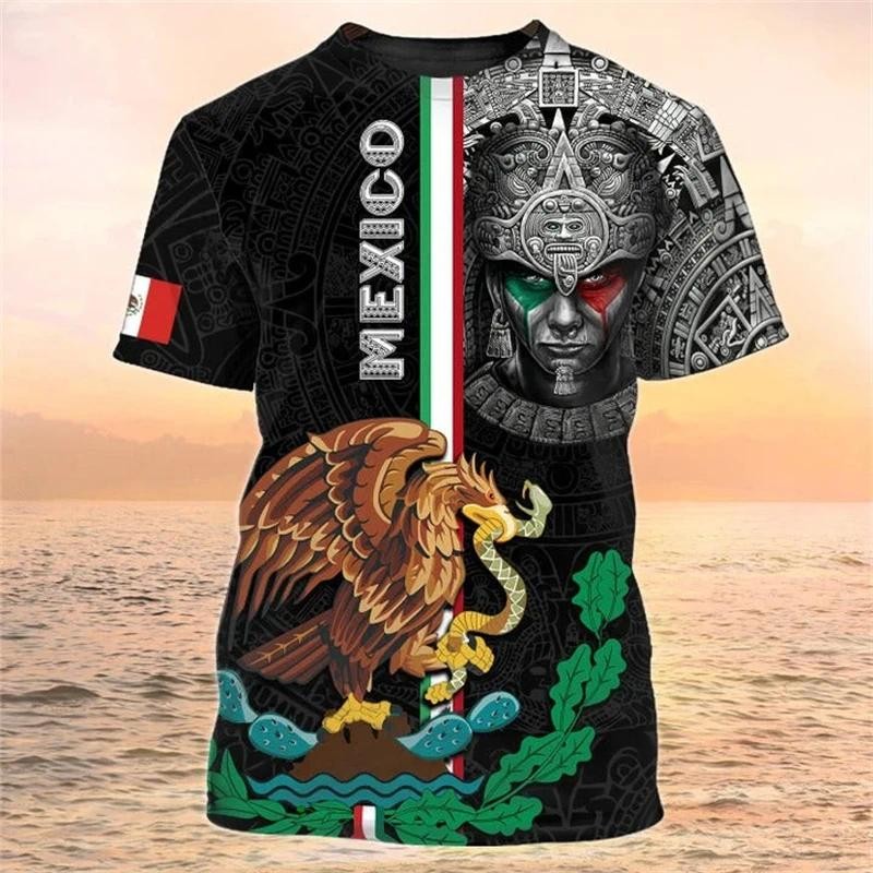 Bandeira Do México Impresso T Camisa Moda Rua Nacional Emblema Padrão ...
