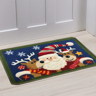 Tapete Porta Natal Decoração 40 X 60cm Papai Noel Renas 05