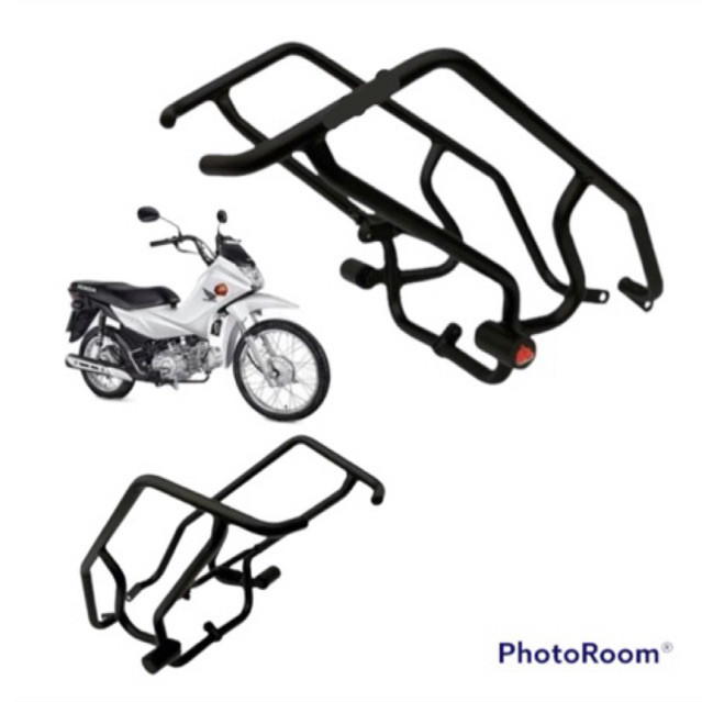 protetor carenagem pop 100 110 110i preto aço pedal apoio