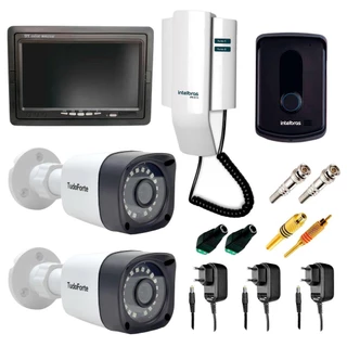 Kit Porteiro Intelbras IPR8010 com 02 Câmeras Infravermelho e Tela Monitor 7" LCD Colorido