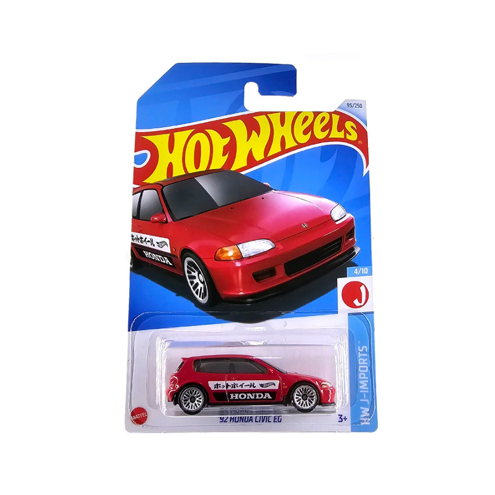 Hot Wheels 92 Honda Civic EG HW J-Imports 4/10 - HTC43 - Carte Courte Rouge - Mattel 2024 - 1:64