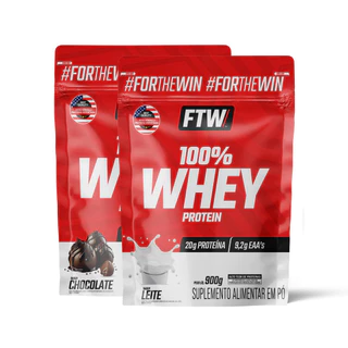 Kit 100% Whey 900gr Refil Chocolate e leite FTW