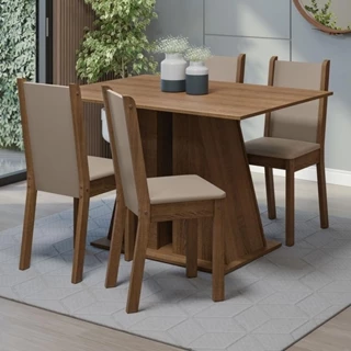 Conjunto Sala de Jantar Mesa Tampo de Madeira 4 Cadeiras Rustic Sophie Madesa em Oferta na Shopee