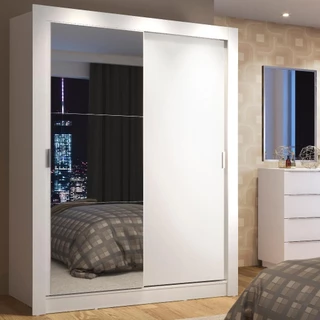 Guarda-Roupa Solteiro Madesa Denver 2 Portas de Correr com Espelho B em Oferta na Shopee