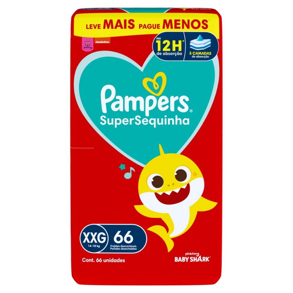 Fralda Pampers Super Sequinha XXG 66 Unidades | Shopee Brasil
