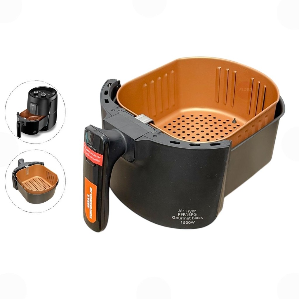 Bandeja e Cesto Air Fryer Philco Gourmet Black PFR15PG Gold | Shopee Brasil