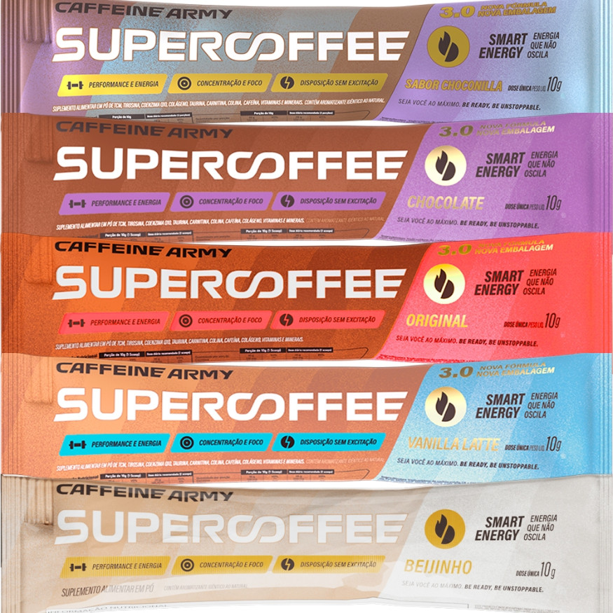 KIT COM 5 UN SUPER COFFEE 3.0 (sachê 10g) CAFFEINE ARMY | Shopee Brasil
