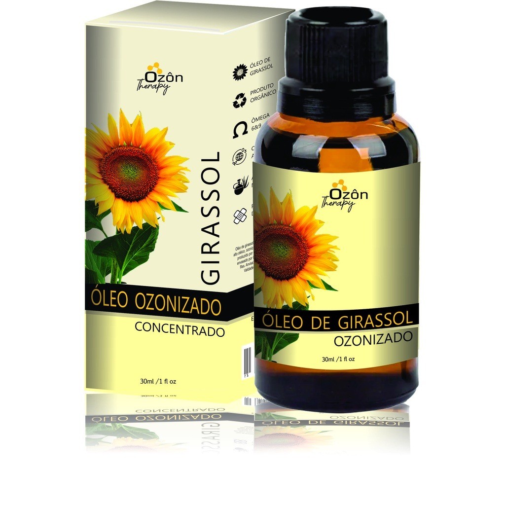 Óleo de Girassol Ozonizado 30ml Concentrado Hidratação e Cicatrização ...