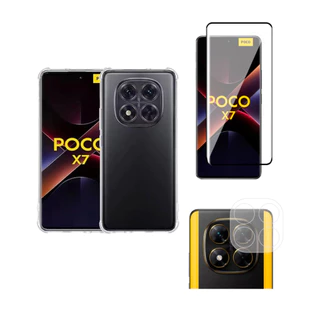 Kit Para Poco X7 5G Pelicula 3D + Capa Case TPU + Pelicula da Camera Lente Vidro 9d Premium