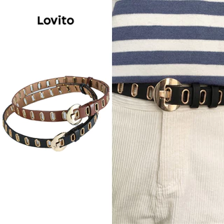 Lovito Cinto casual de esqueleto de metal com cinto liso para mulheres LFA27062