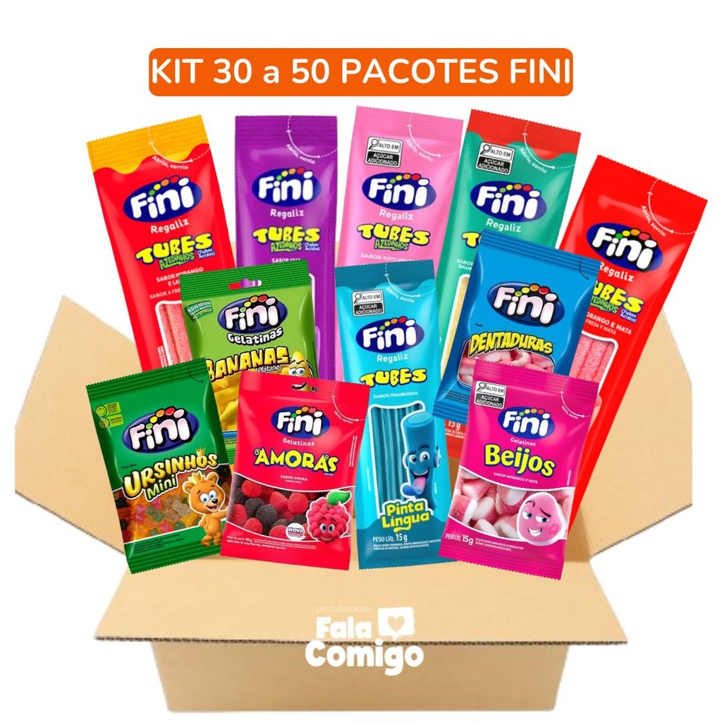 Kit 30/40/50 Pacotinhos Fini Bala Sortidos de 15g Cada | Shopee Brasil