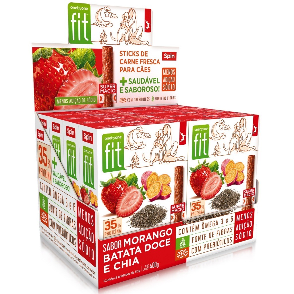 Caixa Petisco Natural Super Macio Cães Spin Fit Morango 8Und em Oferta na Shopee